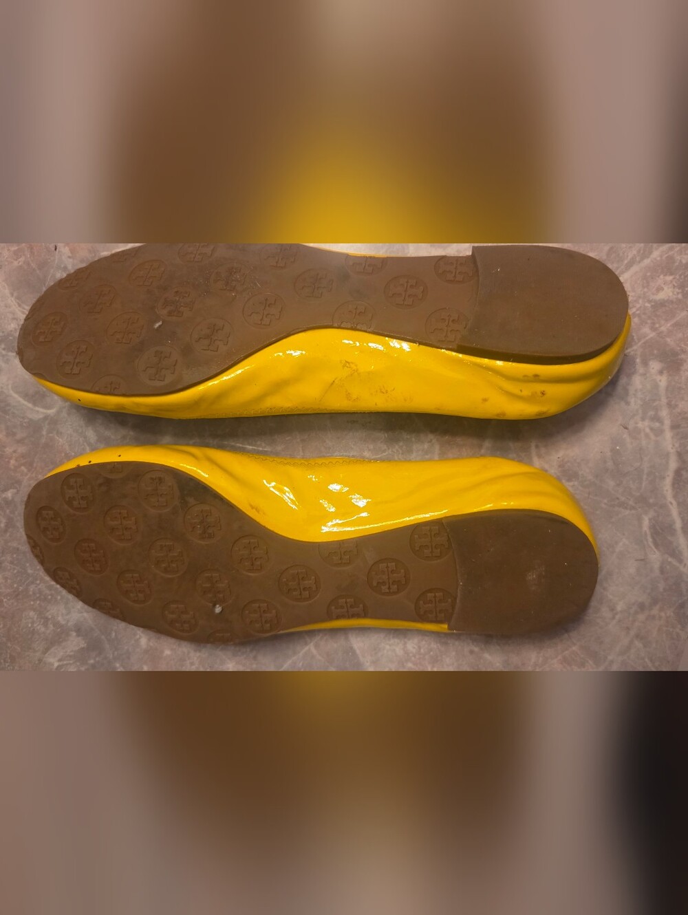 Tory Burch Yellow Patent Logo Ballet Flats - Picture 6 of 7
